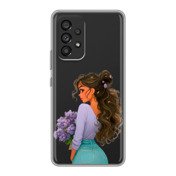 Силиконовый чехол на Samsung Galaxy A53 5G с принтом девушка цветы