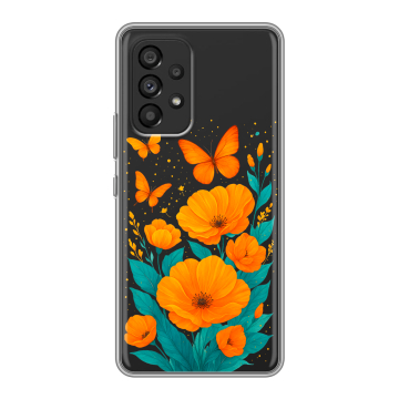 Силиконовый чехол на Samsung Galaxy A53 5G с принтом цветы бабочки