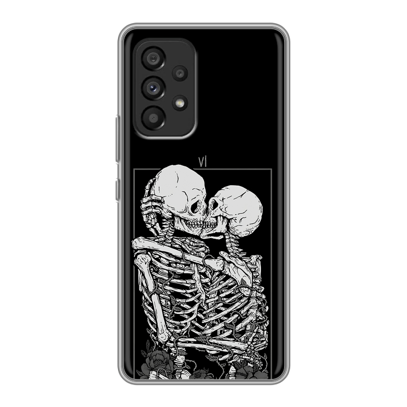 Силиконовый противоударный чехол на Samsung Galaxy A53 5G с принтом Поцелуй скелетов Силиконовый противоударный чехол на Samsung Galaxy A53 5G с принтом Поцелуй скелетов