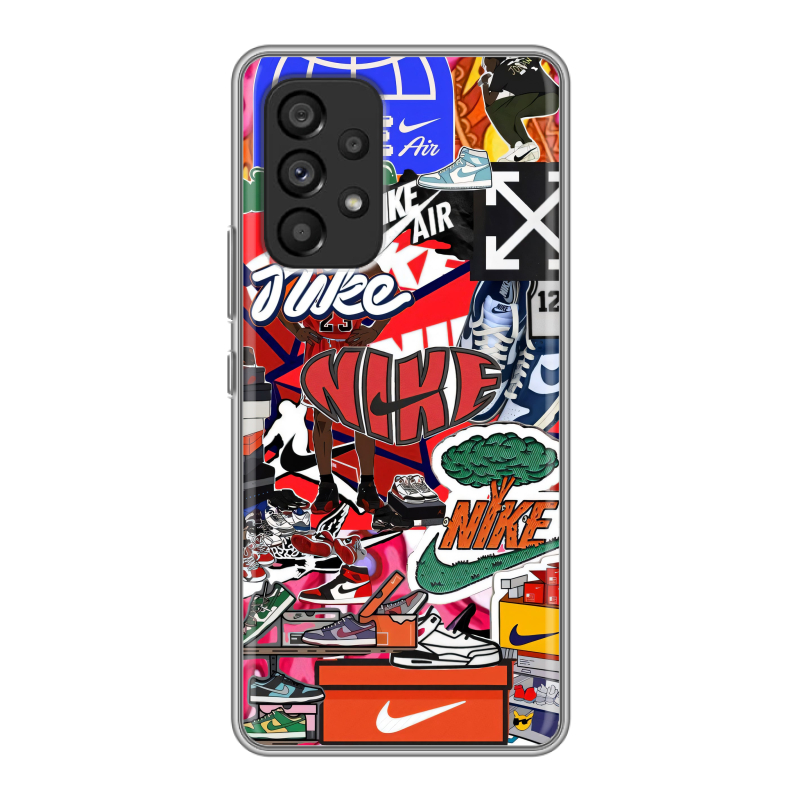 Силиконовый противоударный чехол на Samsung Galaxy A53 5G с принтом Найк Nike яркий Силиконовый противоударный чехол на Samsung Galaxy A53 5G с принтом Найк Nike яркий
