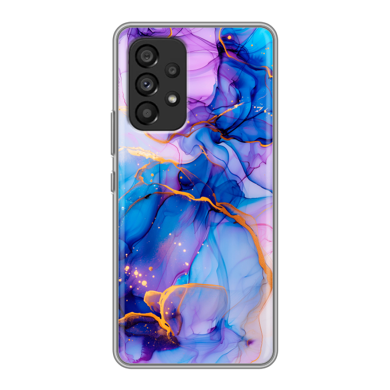 Силиконовый противоударный чехол на Samsung Galaxy A53 5G с принтом синий мрамор Силиконовый противоударный чехол на Samsung Galaxy A53 5G с принтом синий мрамор