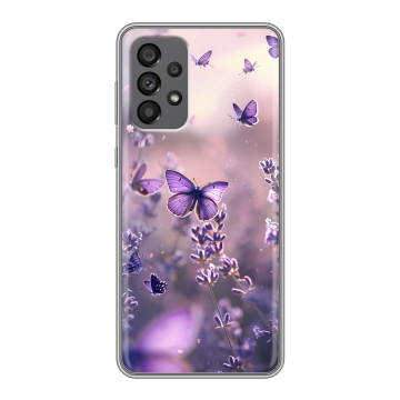 Силиконовый чехол на Samsung Galaxy A73 5G с принтом бабочки и лаванда Силиконовый чехол на Samsung Galaxy A73 5G с принтом бабочки и лаванда
