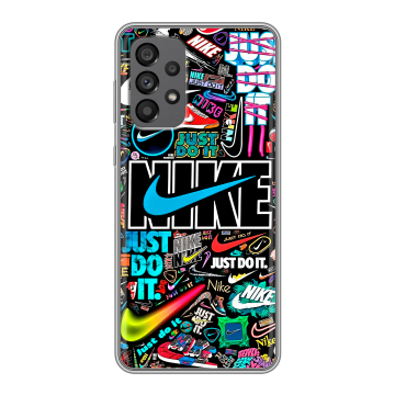 Силиконовый чехол на Samsung Galaxy A73 5G с принтом найк nike черный Силиконовый чехол на Samsung Galaxy A73 5G с принтом найк nike черный