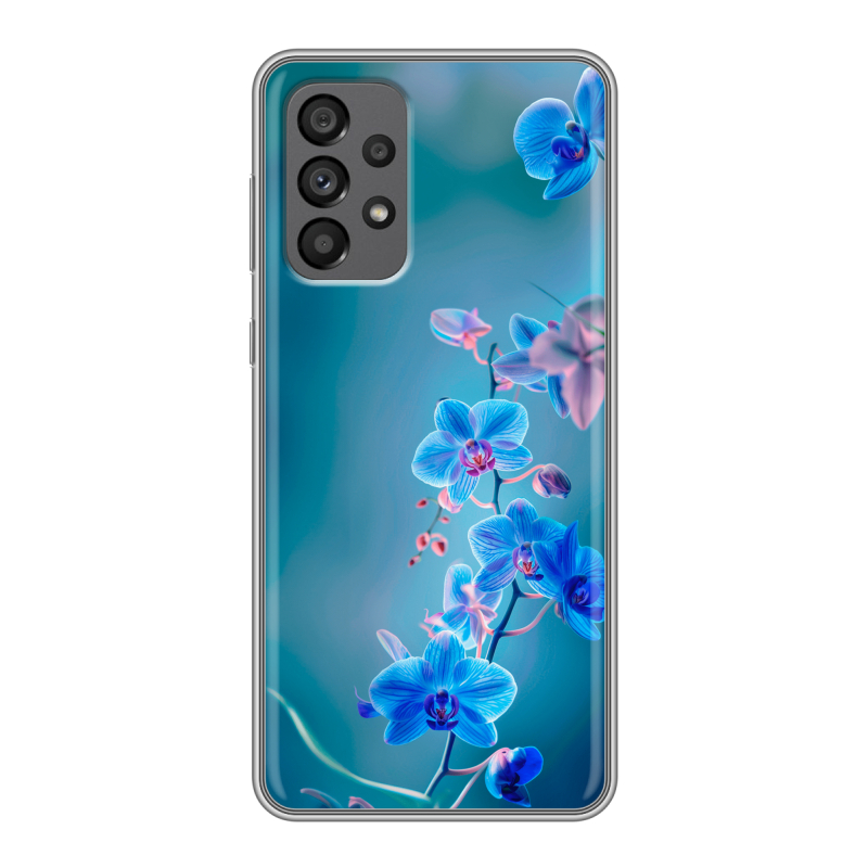 Силиконовый чехол на Samsung Galaxy A73 5G с принтом Голубые цветы Силиконовый чехол на Samsung Galaxy A73 5G с принтом Голубые цветы