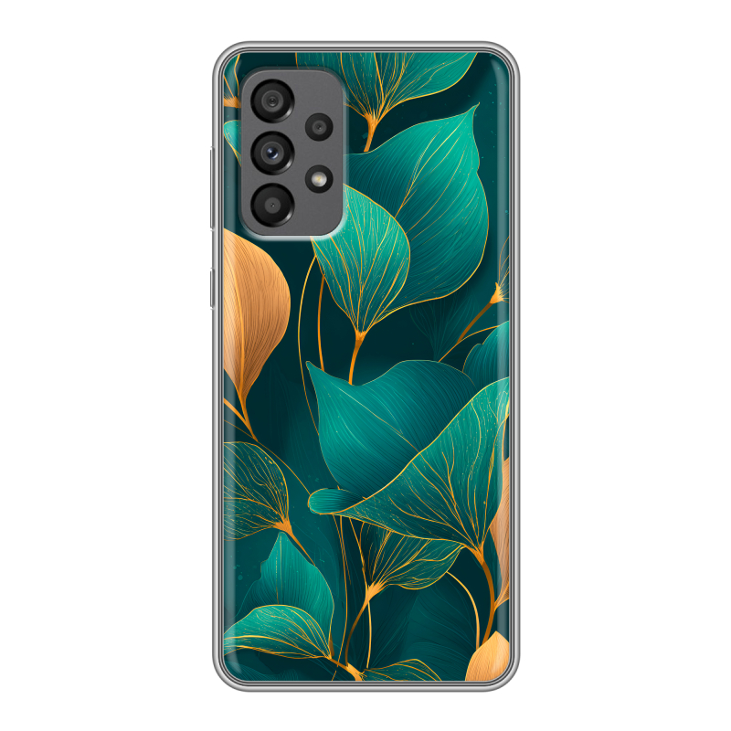Силиконовый чехол на Samsung Galaxy A73 5G с принтом Листья и золото Силиконовый чехол на Samsung Galaxy A73 5G с принтом Листья и золото