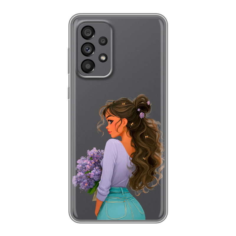 Силиконовый чехол на Samsung Galaxy A73 5G с принтом девушка цветы Силиконовый чехол на Samsung Galaxy A73 5G с принтом девушка цветы