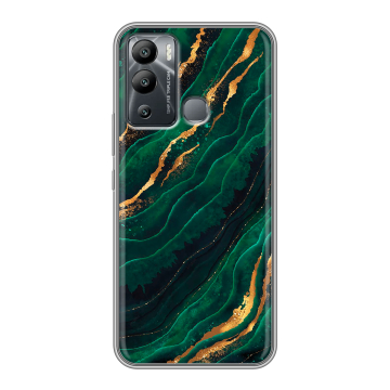 Силиконовый чехол на Infinix Hot 12i с принтом Мрамор зеленое золото