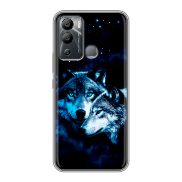 Силиконовый чехол на Infinix Hot 12i с принтом Волки