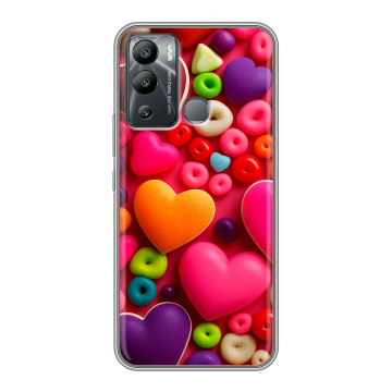 Силиконовый чехол на Infinix Hot 12i с принтом Сердечки