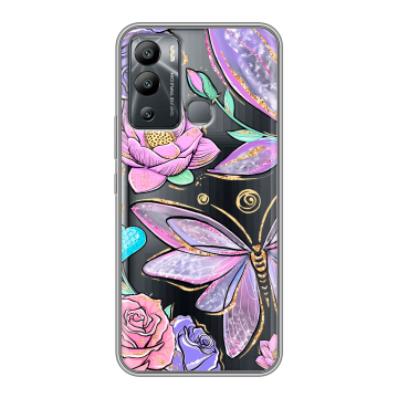 Силиконовый чехол на Infinix Hot 12i с принтом Бабочки и цветы