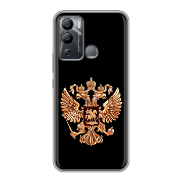 Силиконовый чехол на Infinix Hot 12i с принтом Герб России золотой