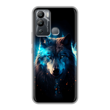 Силиконовый чехол на Infinix Hot 12i с принтом Волк ночной