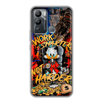 Силиконовый чехол на Infinix Hot 12i с принтом Дональд Дак Деньги