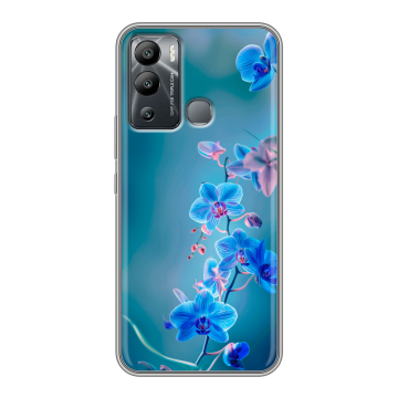 Силиконовый чехол на Infinix Hot 12i с принтом Голубые цветы