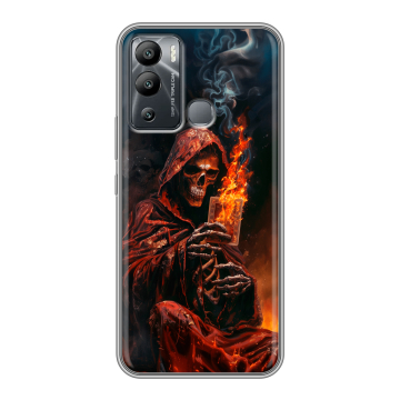 Силиконовый чехол на Infinix Hot 12i с принтом Скелет и карты