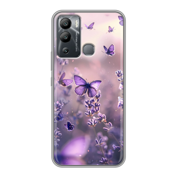 Силиконовый чехол на Infinix Hot 12i с принтом бабочки и лаванда
