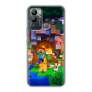 Силиконовый чехол на Infinix Hot 12i с принтом Майнкрафт Minecraft