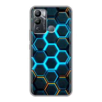 Силиконовый чехол на Infinix Hot 12i с принтом Неоновые соты