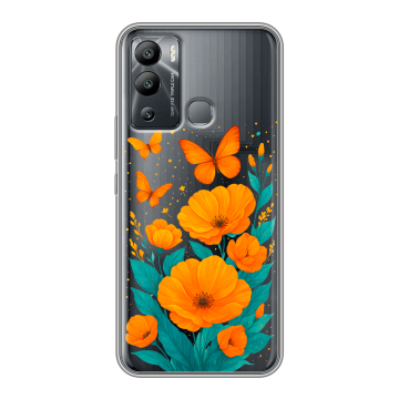 Силиконовый чехол на Infinix Hot 12i с принтом цветы бабочки