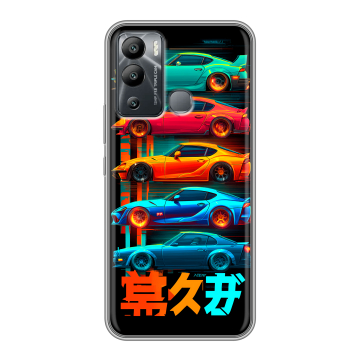 Силиконовый чехол на Infinix Hot 12i с принтом машины тачки