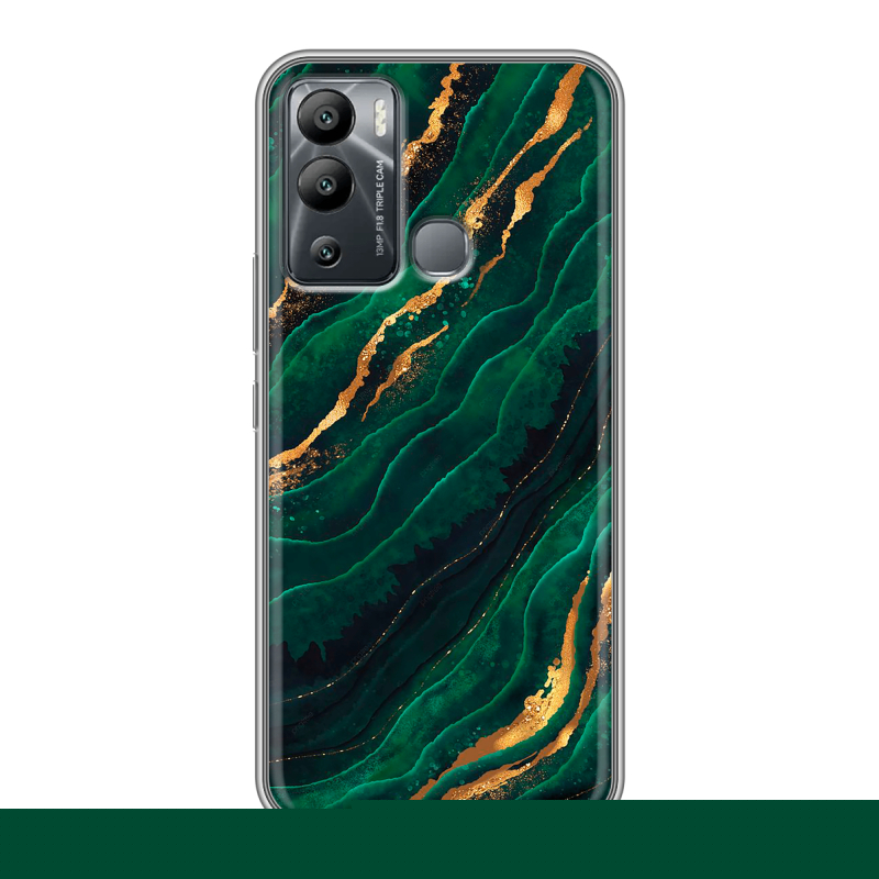Силиконовый чехол на Infinix Hot 12i с принтом Мрамор зеленое золото Силиконовый чехол на Infinix Hot 12i с принтом Мрамор зеленое золото