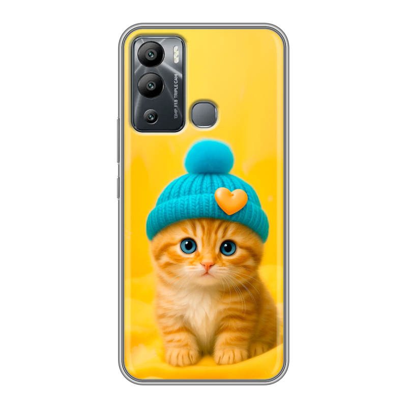 Силиконовый чехол на Infinix Hot 12i с принтом Котенок в шапке Силиконовый чехол на Infinix Hot 12i с принтом Котенок в шапке