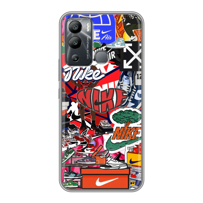 Силиконовый чехол на Infinix Hot 12i с принтом Найк Nike яркий Силиконовый чехол на Infinix Hot 12i с принтом Найк Nike яркий