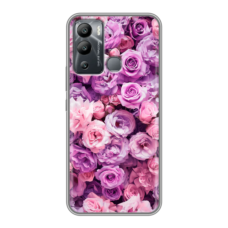 Силиконовый чехол на Infinix Hot 12i с принтом лавандовые розы Силиконовый чехол на Infinix Hot 12i с принтом лавандовые розы