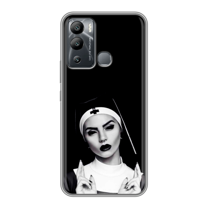 Силиконовый чехол на Infinix Hot 12i с принтом монашка Силиконовый чехол на Infinix Hot 12i с принтом монашка