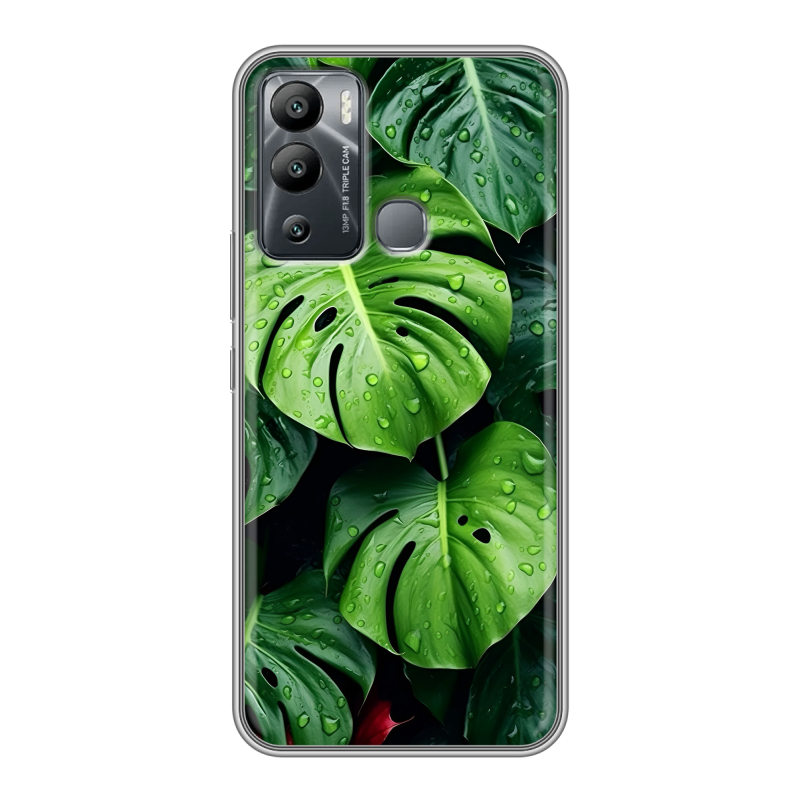 Силиконовый чехол на Infinix Hot 12i с принтом Листья Силиконовый чехол на Infinix Hot 12i с принтом Листья