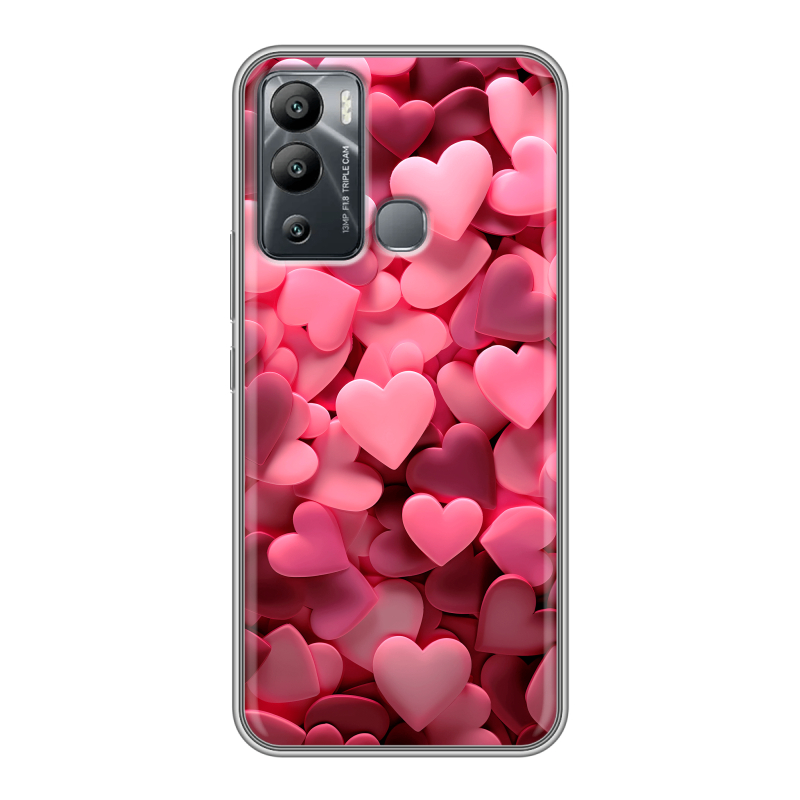 Силиконовый чехол на Infinix Hot 12i с принтом розовые сердечки Силиконовый чехол на Infinix Hot 12i с принтом розовые сердечки