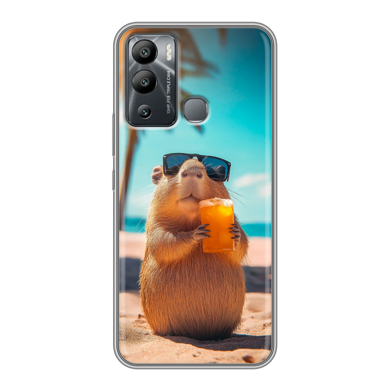 Силиконовый противоударный чехол на Infinix Hot 12i с принтом Капибара Силиконовый противоударный чехол на Infinix Hot 12i с принтом Капибара