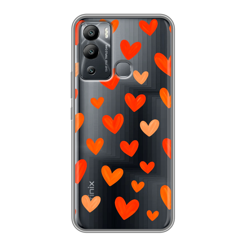 Силиконовый противоударный чехол на Infinix Hot 12i с принтом Сердечки Силиконовый противоударный чехол на Infinix Hot 12i с принтом Сердечки