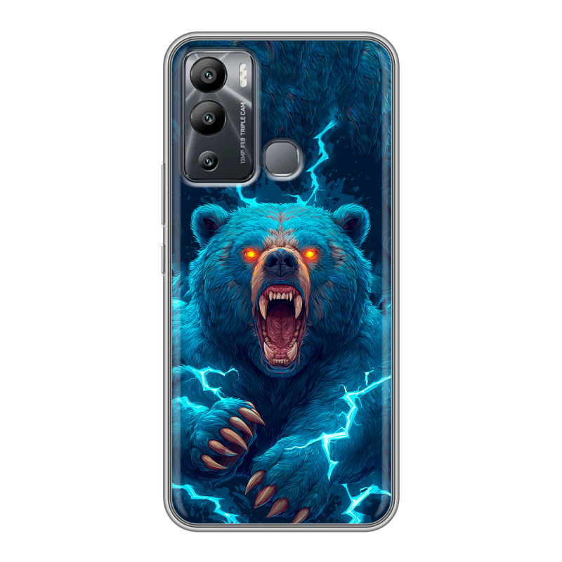 Силиконовый противоударный чехол на Infinix Hot 12i с принтом Медведь Силиконовый противоударный чехол на Infinix Hot 12i с принтом Медведь