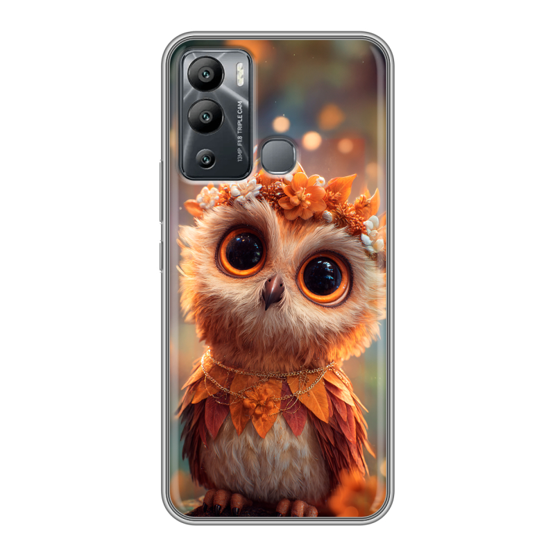 Силиконовый противоударный чехол на Infinix Hot 12i с принтом Милая сова Силиконовый противоударный чехол на Infinix Hot 12i с принтом Милая сова