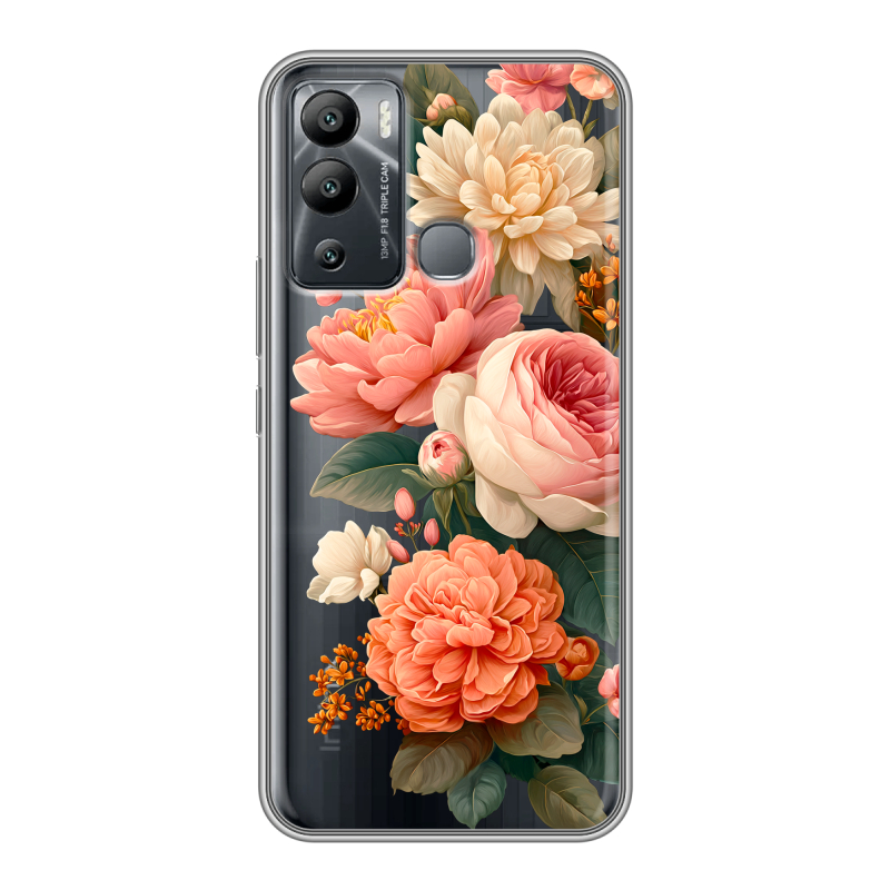 Силиконовый противоударный чехол на Infinix Hot 12i с принтом цветы Силиконовый противоударный чехол на Infinix Hot 12i с принтом цветы