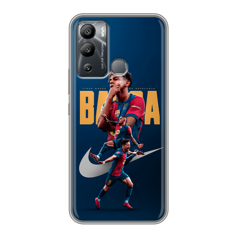 Силиконовый чехол на Infinix Hot 12i с принтом Барселона Barca Yamal Силиконовый чехол на Infinix Hot 12i с принтом Барселона Barca Yamal