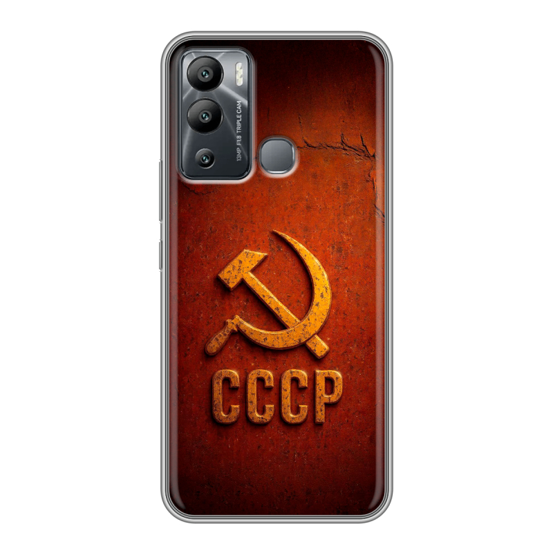 Силиконовый чехол на Infinix Hot 12i с принтом Флаг Герб СССР Силиконовый чехол на Infinix Hot 12i с принтом Флаг Герб СССР