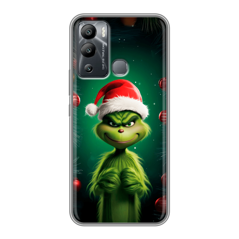 Силиконовый чехол на Infinix Hot 12i с принтом Гринч Новый год Рождество Силиконовый чехол на Infinix Hot 12i с принтом Гринч Новый год Рождество