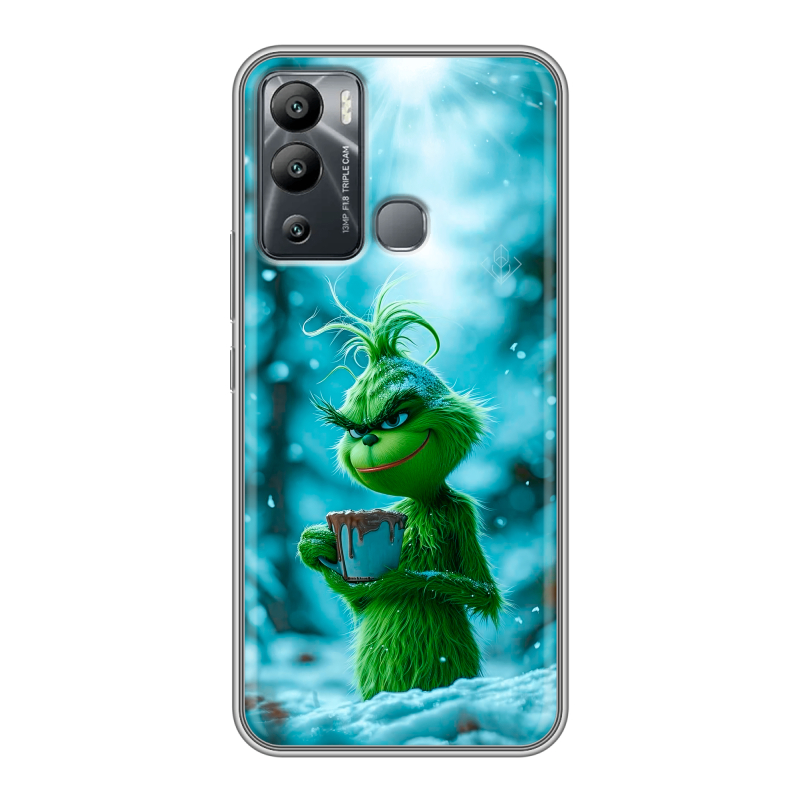 Силиконовый чехол на Infinix Hot 12i с принтом Новый год гринч Силиконовый чехол на Infinix Hot 12i с принтом Новый год гринч