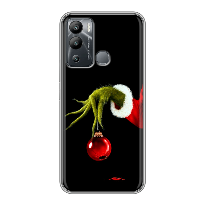Силиконовый противоударный чехол на Infinix Hot 12i с принтом Новый год Гринч Силиконовый противоударный чехол на Infinix Hot 12i с принтом Новый год Гринч