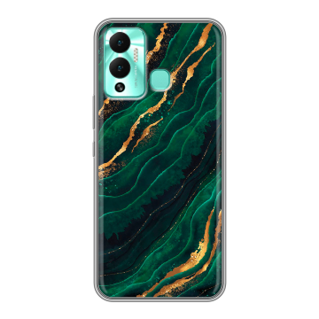 Силиконовый противоударный чехол на Infinix Hot 12 Play с принтом Мрамор зеленое золото