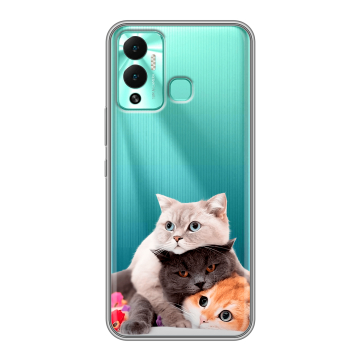 Силиконовый противоударный чехол на Infinix Hot 12 Play с принтом Кошки