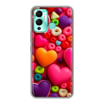 Силиконовый противоударный чехол на Infinix Hot 12 Play с принтом Сердечки