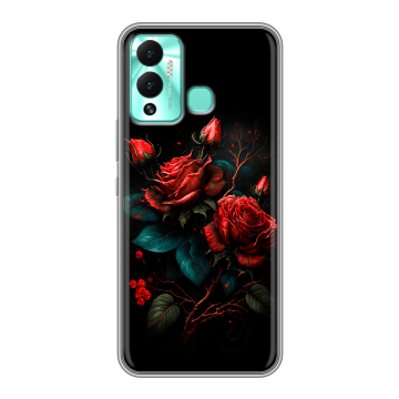 Силиконовый противоударный чехол на Infinix Hot 12 Play с принтом Розы красные