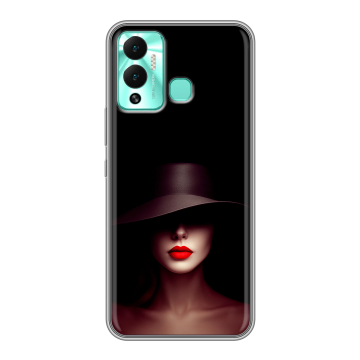 Силиконовый противоударный чехол на Infinix Hot 12 Play с принтом Девушка в шляпе