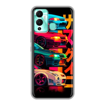 Силиконовый противоударный чехол на Infinix Hot 12 Play с принтом Гоночные машины