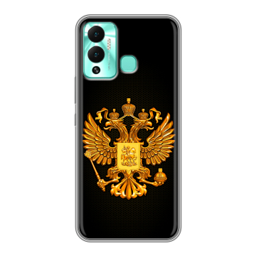 Силиконовый противоударный чехол на Infinix Hot 12 Play с принтом Герб России желтый