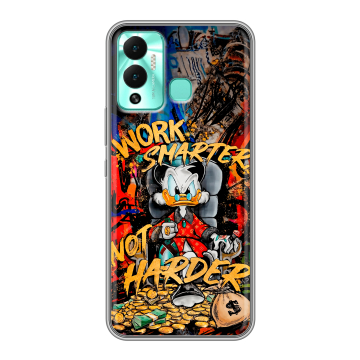 Силиконовый противоударный чехол на Infinix Hot 12 Play с принтом Дональд Дак Деньги