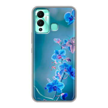 Силиконовый противоударный чехол на Infinix Hot 12 Play с принтом Голубые цветы
